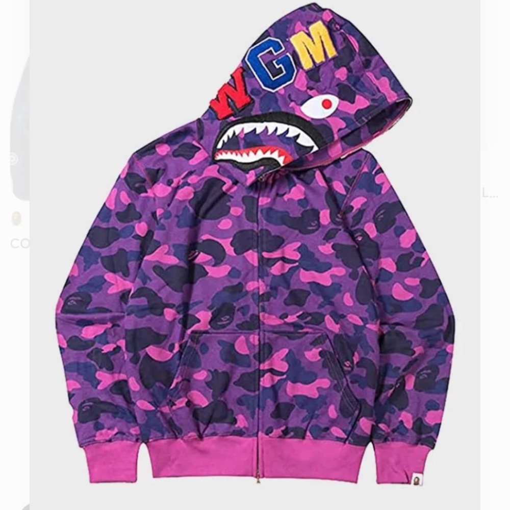 Purple and pink bape hoodie size small